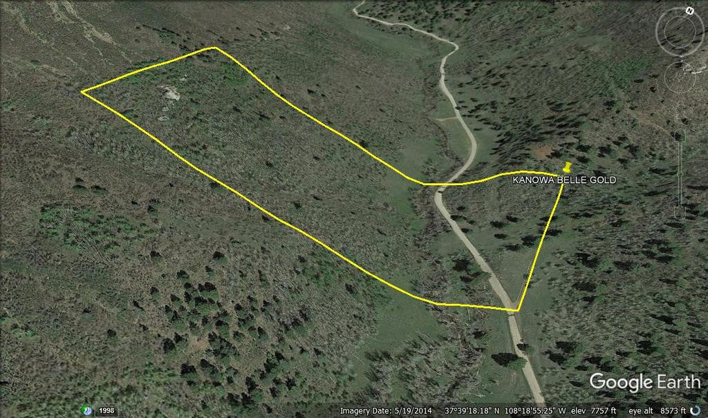 KANOWNA BELLE GOLD Placer Mining Claim, Cottonwood Creek, Dolores County, Colorado