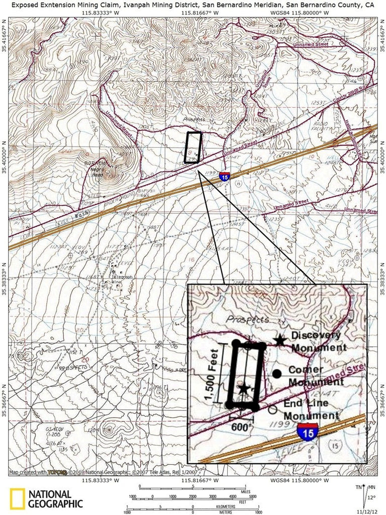 Mining Claim in Ivanpah CA, EXPOSED EXTENSION