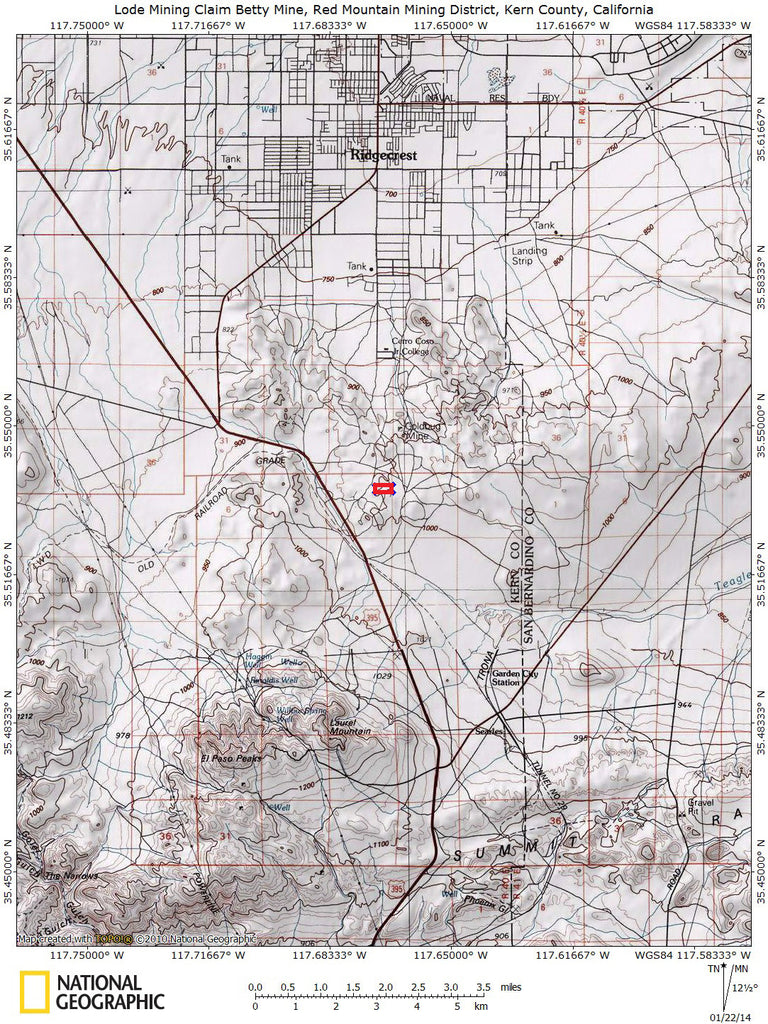 BETTY MINE, Lode Mining Claim, Red Mountain, Kern County, California