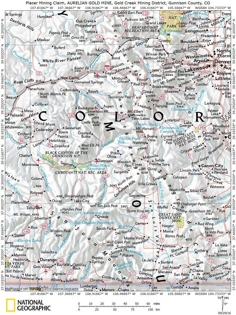 AURELIAN GOLD Placer Mining Claim, Gold Creek, Gunnison County, Colorado