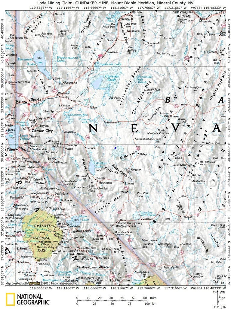 GUNDAKER MINE Lode Mining Claim, Sand Springs District, Mineral County, Nevada