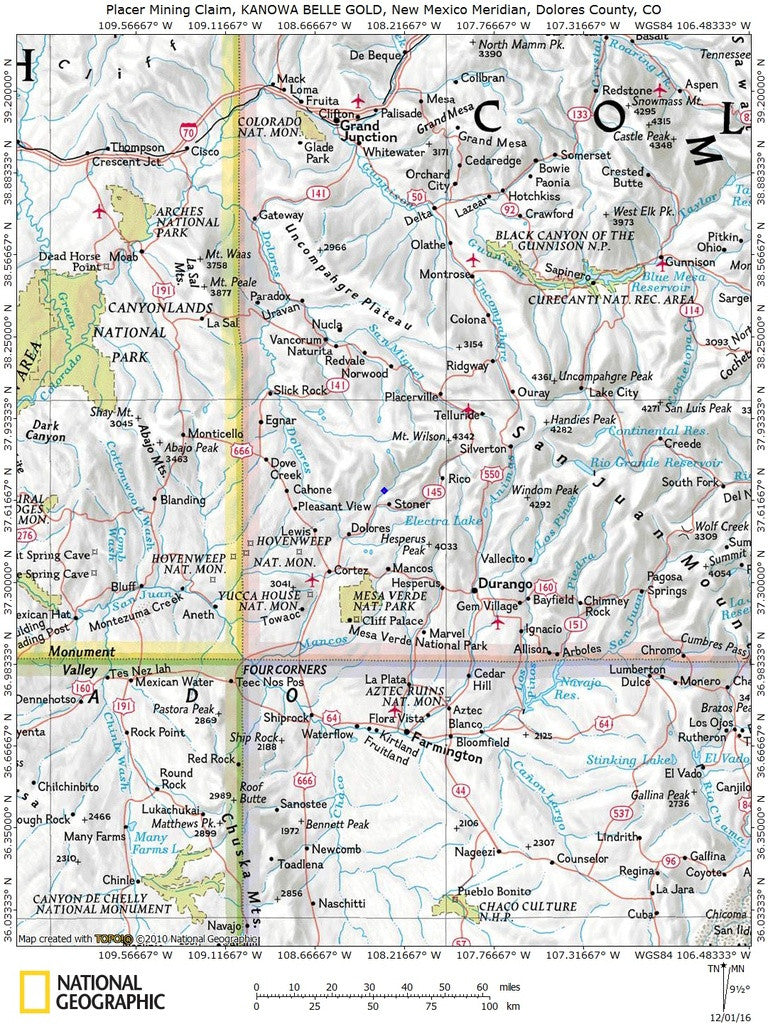 KANOWNA BELLE GOLD Placer Mining Claim, Cottonwood Creek, Dolores County, Colorado