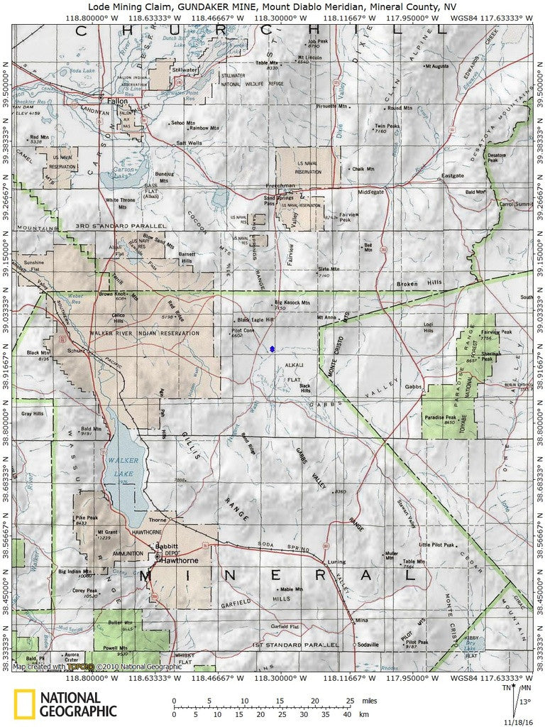 GUNDAKER MINE Lode Mining Claim, Sand Springs District, Mineral County, Nevada