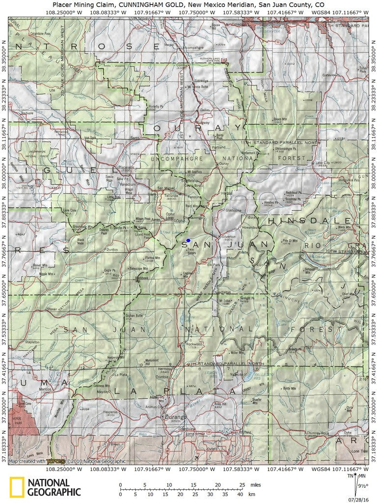 CUNNINGHAM GOLD Placer Mining Claim, S. Fork Mineral Creek, San Juan County, Colorado