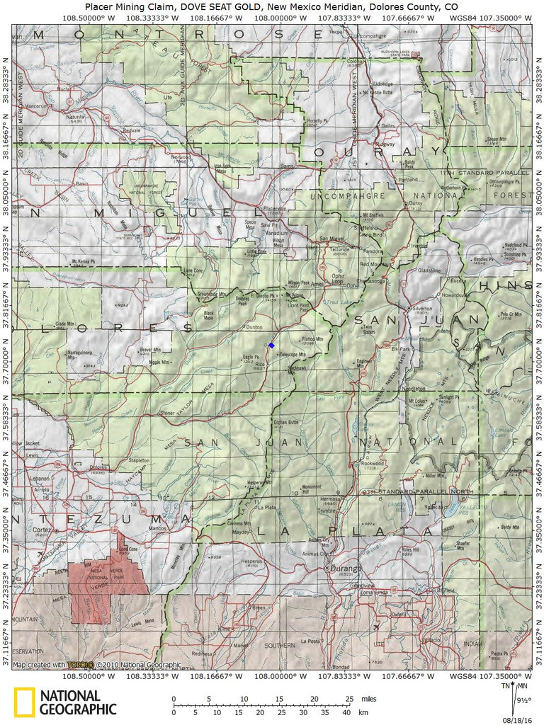 DOVE SEAT GOLD Placer Mining Claim, Dolores River, Dolores County, Colorado