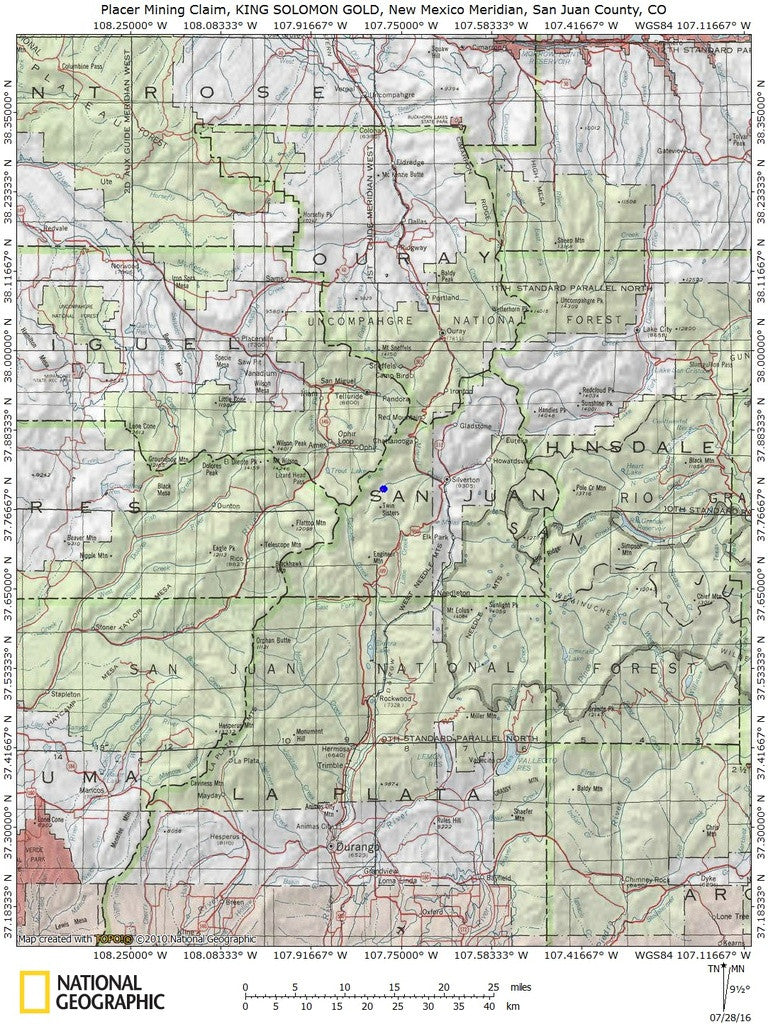 KING SOLOMON GOLD Placer Mining Claim, S. Fork Mineral Creek, San Juan County, Colorado