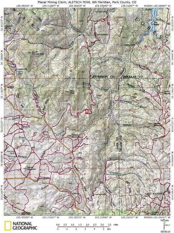 ALETSCH Placer Mining Claim, Dorris Topaz, Park County, Colorado