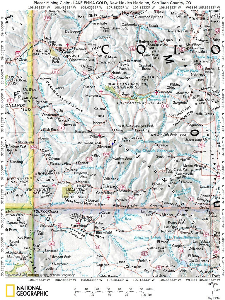 LAKE EMMA GOLD Placer Mining Claim, Cement Creek, San Juan County, Colorado