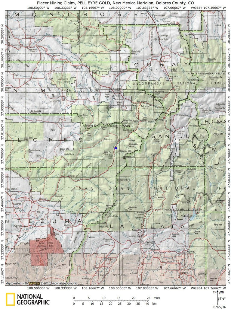 PELL EYRE GOLD Placer Mining Claim, Dolores River, Dolores County, Colorado