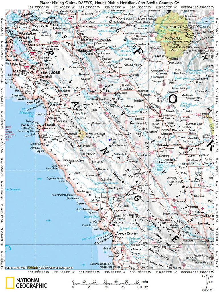 DAFFYS Placer Mining Claim, Idria Mining District, San Benito County, California