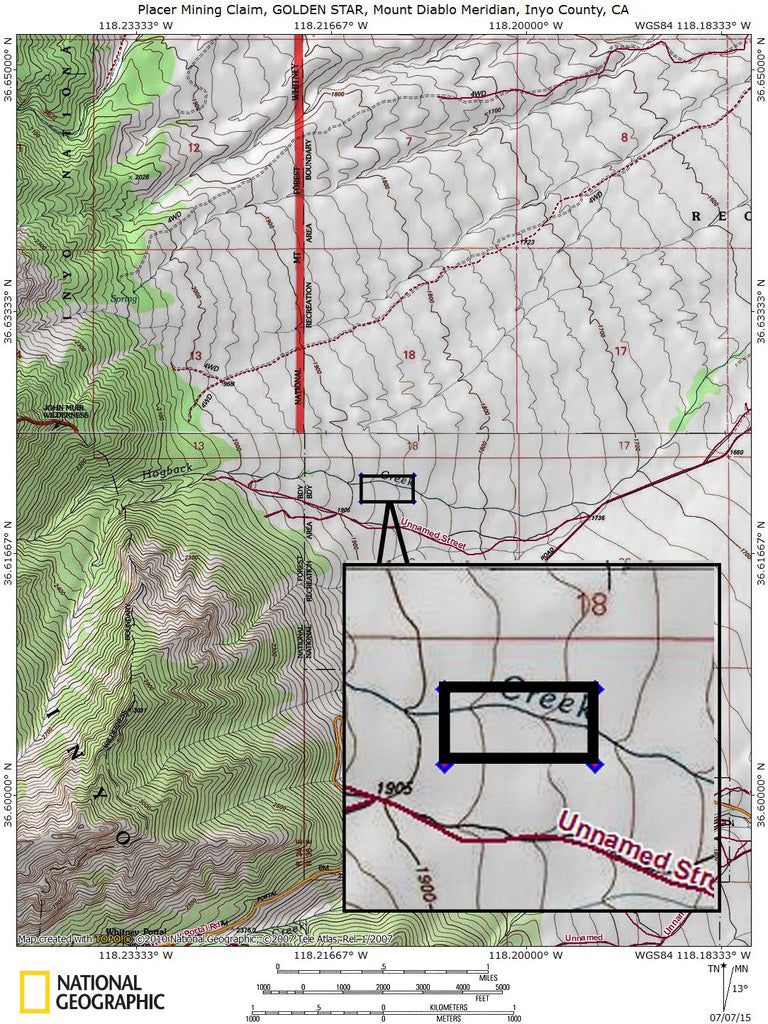 GOLDEN STAR Mining Claim, Lone Pine, Inyo County, California